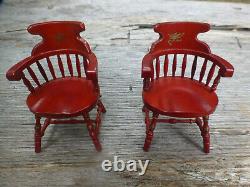 Doll House Miniature Early American High Back Spindle Windsor Chairs Fantastic M