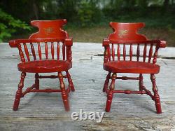 Doll House Miniature Early American High Back Spindle Windsor Chairs Fantastic M