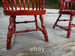 Doll House Miniature Early American High Back Spindle Windsor Chairs Fantastic M