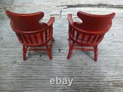 Doll House Miniature Early American High Back Spindle Windsor Chairs Fantastic M