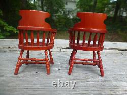 Doll House Miniature Early American High Back Spindle Windsor Chairs Fantastic M