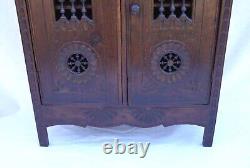 Doll House Miniature Quimper Armoire Wardrobe Cut Carved Wood Brittany