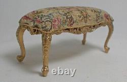 Doll House Miniature quality Window / bed chamber Seat Stool with Petit Point D