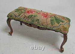 Doll House Miniature quality Window / bed chamber Seat Stool with Petit Point D