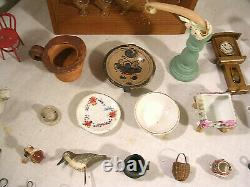 Doll House Miniatures, Lavatory Setup, Approx. 38 pieces, Vintage, 2 broken items