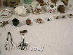 Doll House Miniatures, Lavatory Setup, Approx. 38 pieces, Vintage, 2 broken items