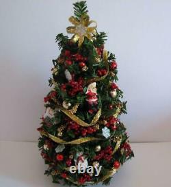 Doll House Shoppe Red Gold Christmas Tree dhs49123 Miniature