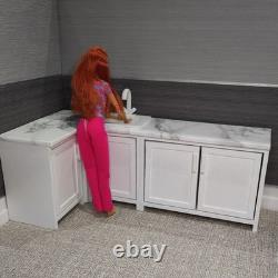 Doll Kitchen Cabinet with Marble Worktop 6th Scale Dollhouse Miniature Furniture