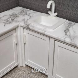Doll Kitchen Cabinet with Marble Worktop 6th Scale Dollhouse Miniature Furniture