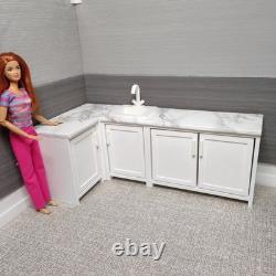 Doll Kitchen Cabinet with Marble Worktop 6th Scale Dollhouse Miniature Furniture