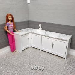 Doll Kitchen Cabinet with Marble Worktop 6th Scale Dollhouse Miniature Furniture