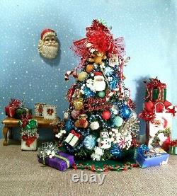 Dollhouse Artisan Miniature Christmas Tree Traditional / Whimsical Handcrafted