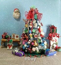 Dollhouse Artisan Miniature Christmas Tree Traditional / Whimsical Handcrafted