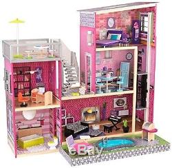 Dollhouse Barbie Size with Furniture Wooden Girls Playhouse Doll Play House Toy NE