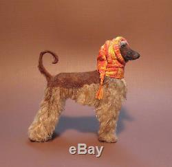 Dollhouse Miniature 112 AFGHAN HOUND in SNOOD, OOAK, Sculpted, Furred