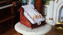 Dollhouse Miniature Artisan Antique style Lace Making Pillow Stand Bobbins 112