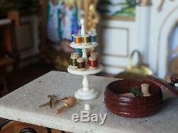 Dollhouse Miniature Artisan David Edwards Bone Spools Stand Box Lot 112