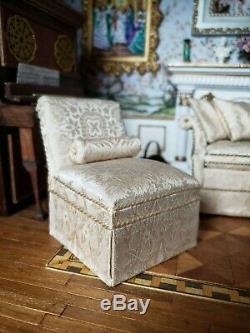 Dollhouse Miniature Artisan Ron Hubble Living Room Sofa Chairs Set Signed 112
