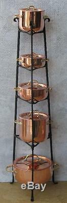 Dollhouse Miniature Copper POTS WithBLACK STAND Artist Handcrafted 112 Scale