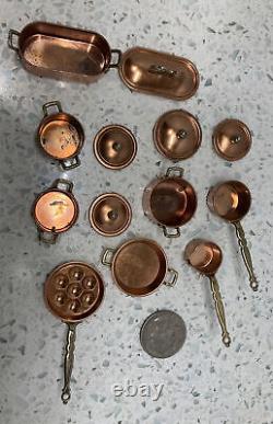 Dollhouse Miniature Copper Pots & Pans 13 Pc