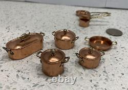 Dollhouse Miniature Copper Pots & Pans 13 Pc