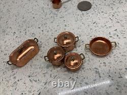 Dollhouse Miniature Copper Pots & Pans 13 Pc