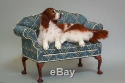 Dollhouse Miniature Dog Red and White Setter Artist Sculpted Furred OOAK 112