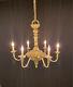 Dollhouse Miniature Handcrafted 6 Light Colonial Style Brass Chandelier 112 12v