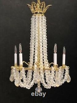 Dollhouse Miniature Handcrafted Crystal Chandelier 5 Candle Lights 112 12V