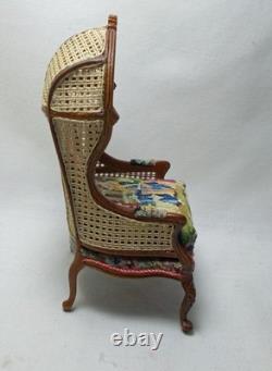 Dollhouse Miniature JBM Canvas Hooded Canopy Chair with Antique Petit point