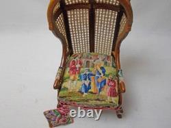 Dollhouse Miniature JBM Canvas Hooded Canopy Chair with Antique Petit point
