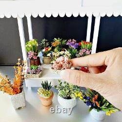 Dollhouse Miniatures Flower Kiosk Counter Handmade Doll House Decoration Set