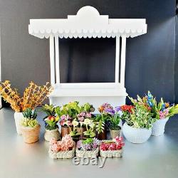 Dollhouse Miniatures Flower Kiosk Counter Handmade Doll House Decoration Set