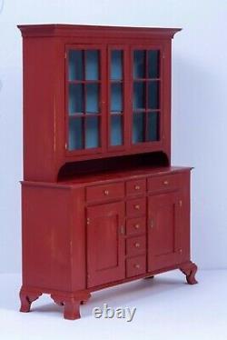 Dollhouse Miniatures IGMA Artist Mark Murphy Gorgeous Red Hutch Cabinet
