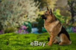 Dollhouse Sitting German Shepherd Pup Artist Furred OOAK Dog