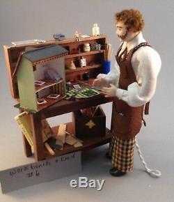 Dollhouse miniature 1/12th scale porcelain Dad & work bench by Jan Smith