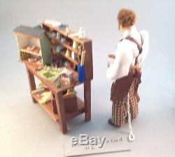 Dollhouse miniature 1/12th scale porcelain Dad & work bench by Jan Smith