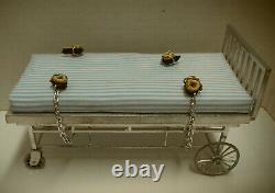 Dollhouse miniature handcrafted Medical Asylum Hospital bed 1/12th Victorian