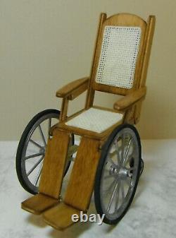 Dollhouse miniature handcrafted Old fashioned wheelchair wood 1/12th scale