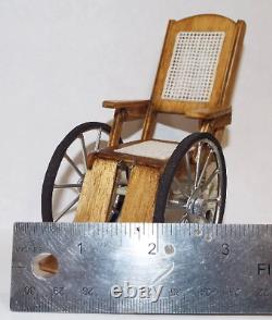 Dollhouse miniature handcrafted Old fashioned wheelchair wood 1/12th scale
