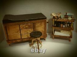 Dollhouse miniature handcrafted Victorian Medical Exam Table Hospital 1/12th