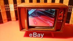 Dollhouse miniature old vintage retro working TV, 1/12 scale