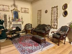 Dolls House 1/12 Scale Miniature Artisan 4 Piece Suite Sofa Armchairs Quality