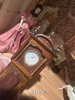 Dolls House 1/12 Scale Miniature Artisan Brian Masters Working Grandfather Clock