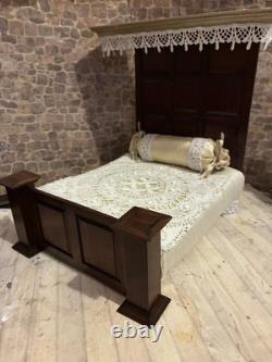 Dolls House 1/12 Scale Miniature Artisan Half Tester Double Bed & Bedding Ooak