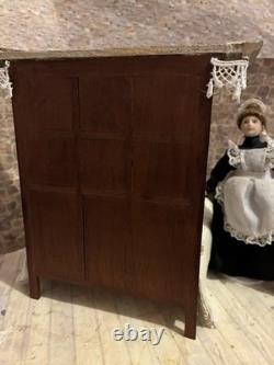 Dolls House 1/12 Scale Miniature Artisan Half Tester Double Bed & Bedding Ooak