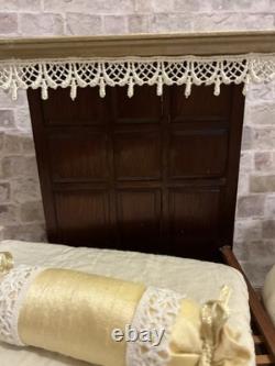 Dolls House 1/12 Scale Miniature Artisan Half Tester Double Bed & Bedding Ooak