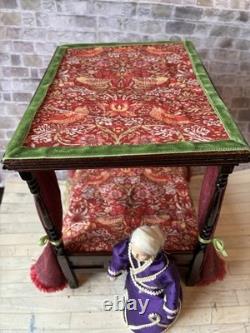 Dolls House 1/12 Scale Miniature Artisan Medieval Tudor 4 Poster Bed & Bedding