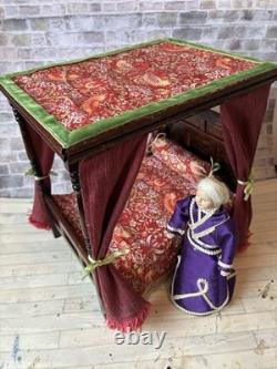 Dolls House 1/12 Scale Miniature Artisan Medieval Tudor 4 Poster Bed & Bedding