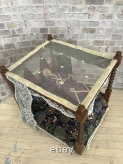 Dolls House 1/12 Scale Miniature Artisan Quality Walnut 4 Poster Bed & Bedding